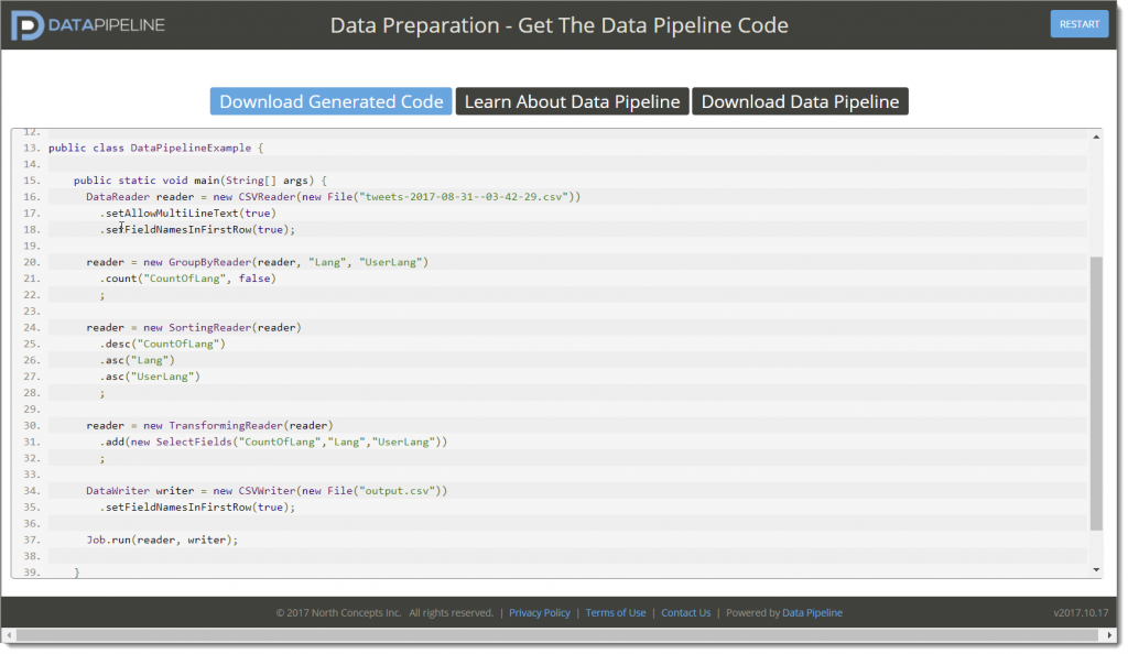 Data Preparation - Generated Data Pipeline Code